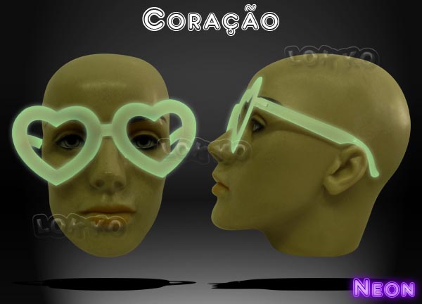 Óculos de festa coração neon